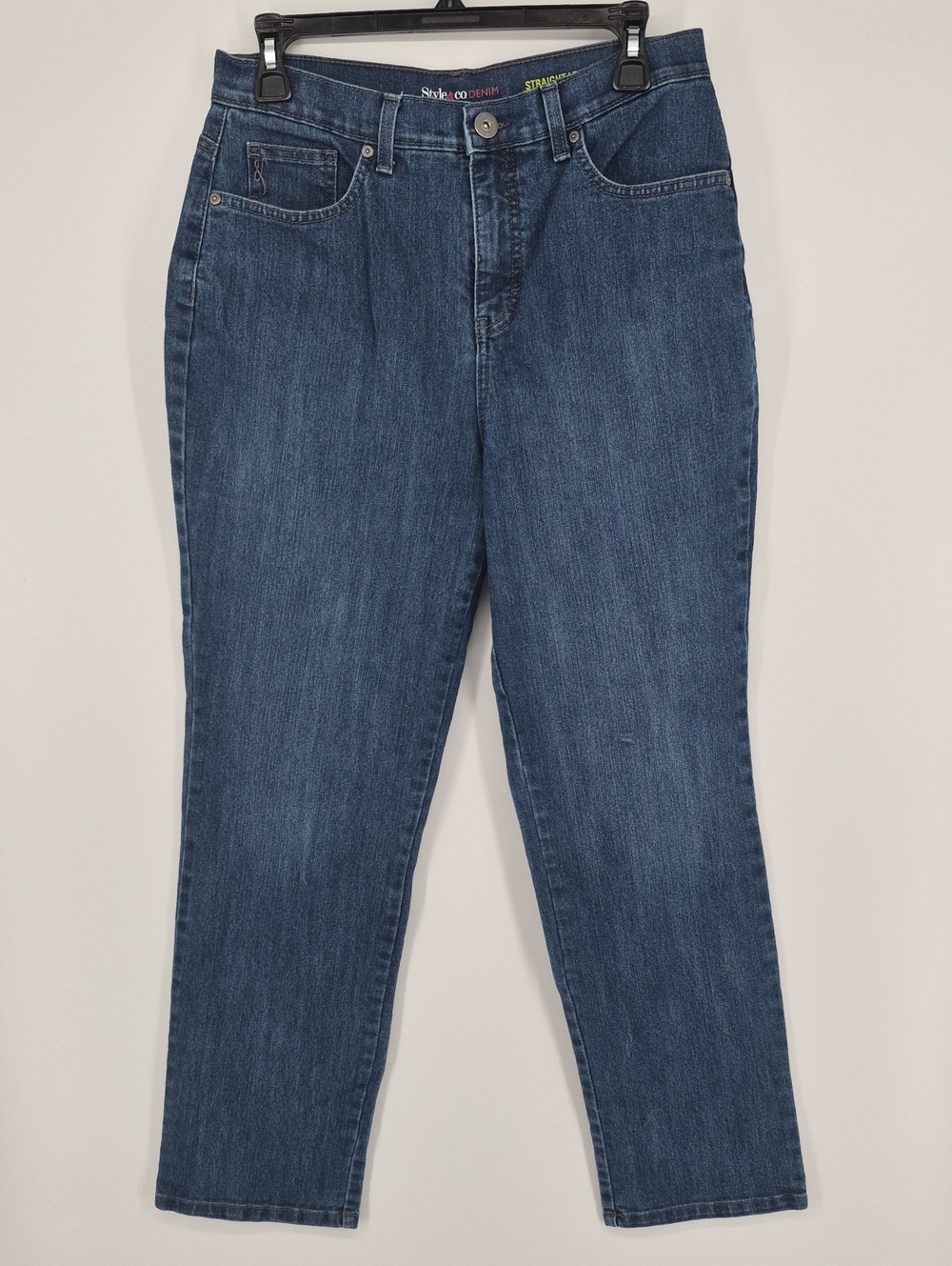Style & Co. Denim Straight Leg High Rise Jeans Blue Size 8 Short Stretch